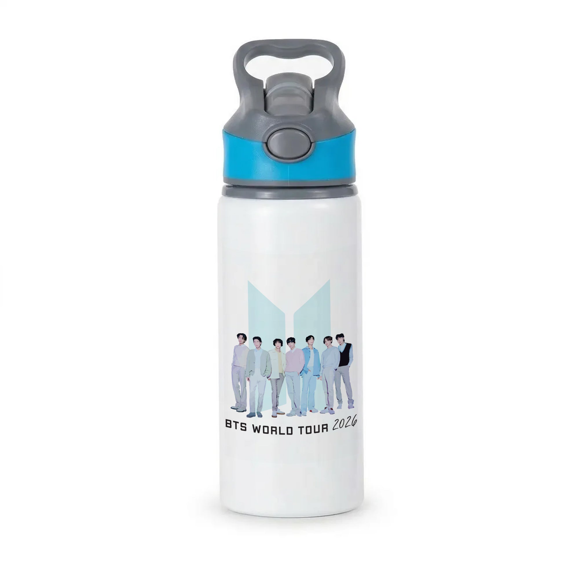 K-Pop Band Tour Pastel Blue Active Water Bottle - Blue