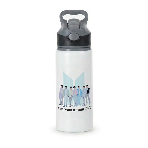 K-Pop Band Tour Pastel Blue Active Water Bottle - Black