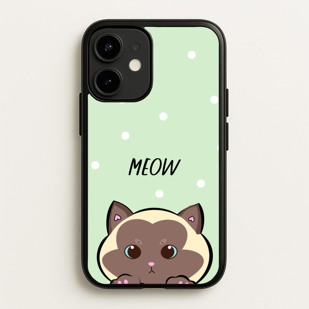 Meow Green - Cats - Cats Phone Case for iPhone 12 Mini