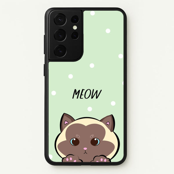 Meow Green - Cats - Cats Phone Case for Galaxy S21 Ultra