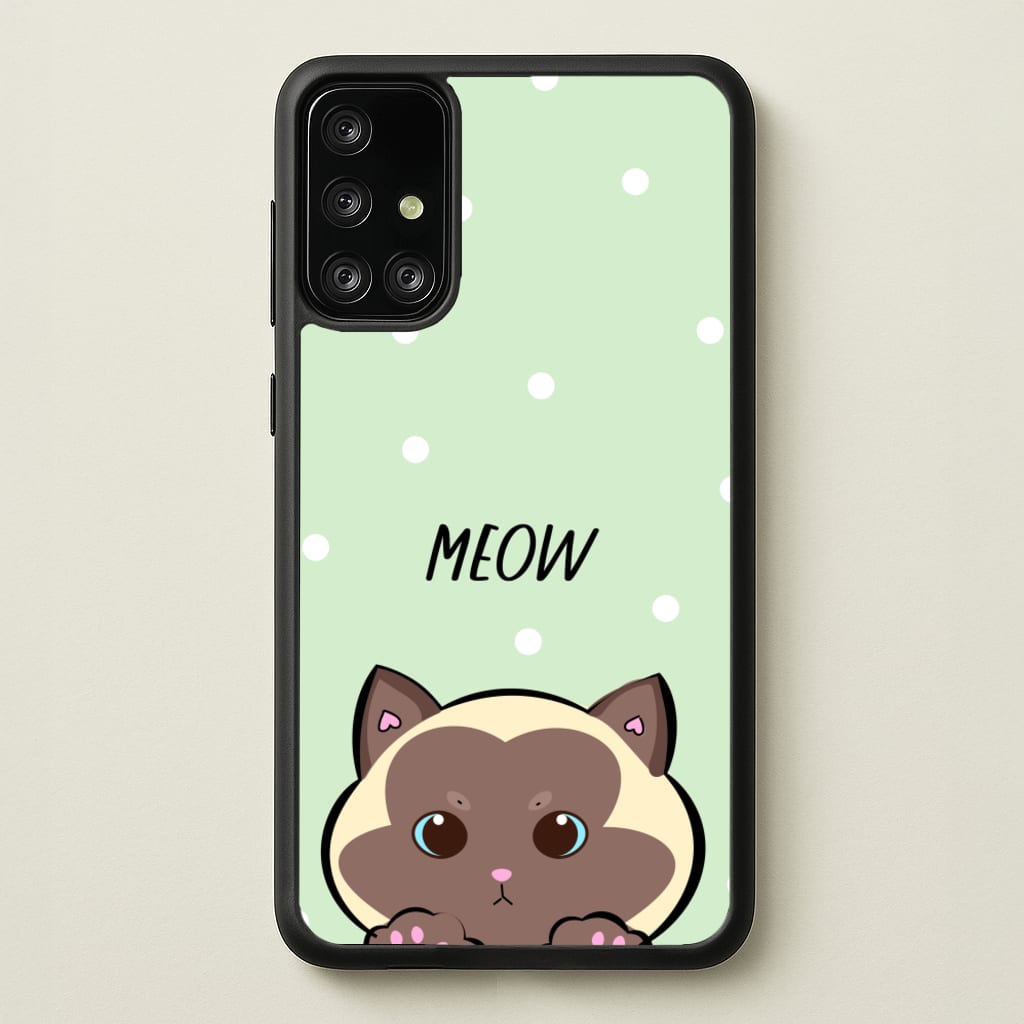 Meow Green - Cats - Cats Phone Case for Galaxy A71