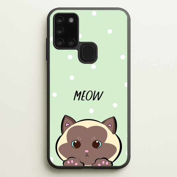 Meow Green - Cats - Cats Phone Case for Galaxy A21s