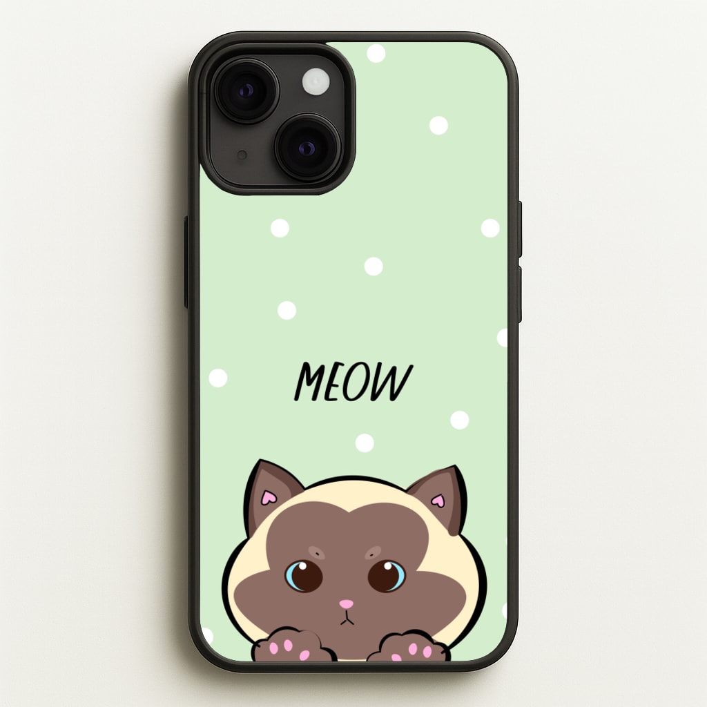Meow Green - Cats - Cats Phone Case for iPhone 13 Mini