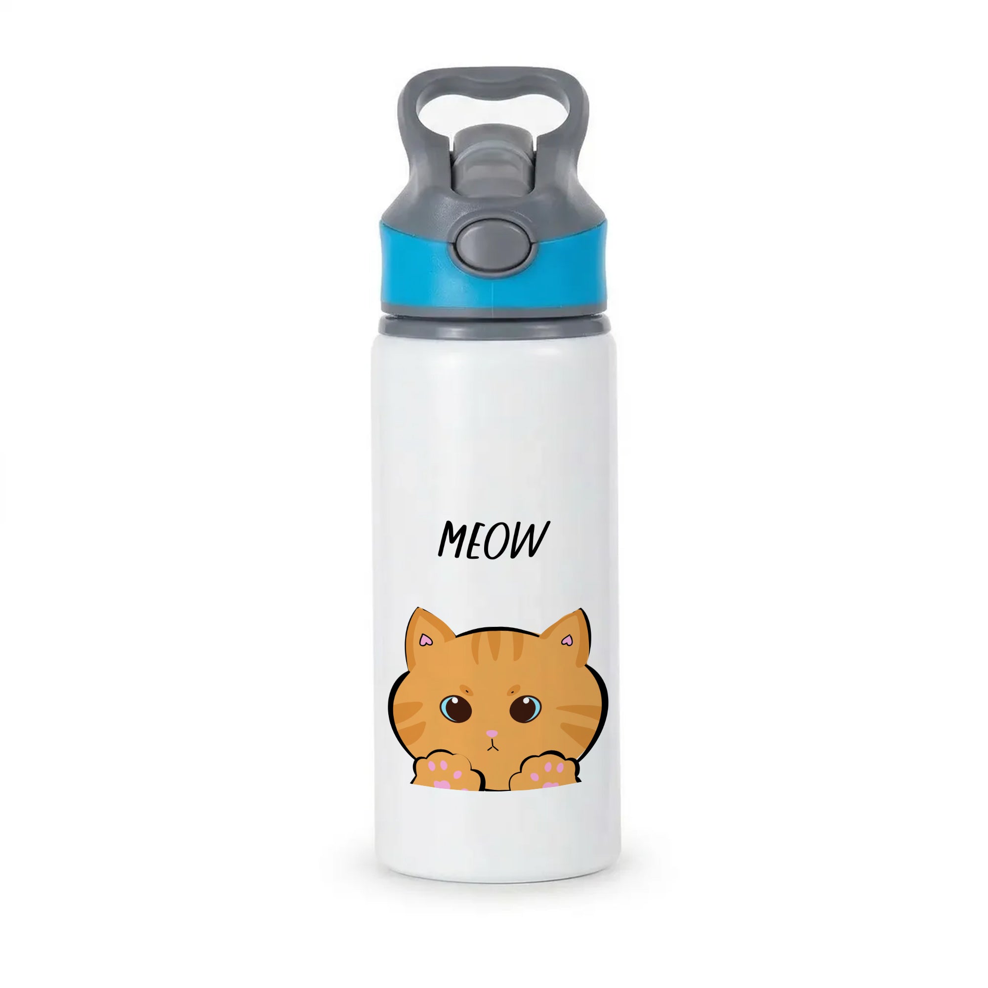 Ginger Cat - Cats Active Water Bottle - Blue