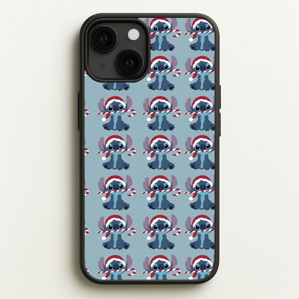 Christmas Blue Alien Pattern - Christmas Phone Case for iPhone 13 Mini