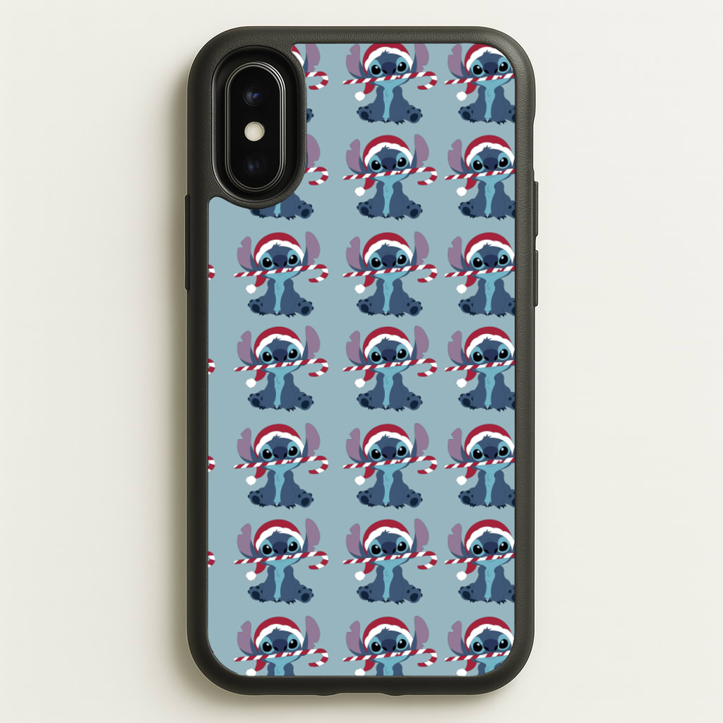 Christmas Blue Alien Pattern - Christmas Phone Case for iPhone X / XS