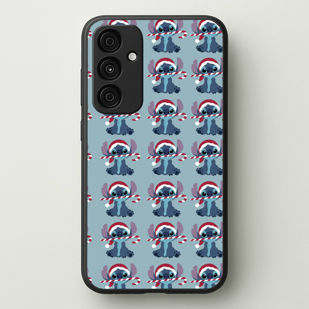 Christmas Blue Alien Pattern - Christmas Phone Case for Galaxy A35