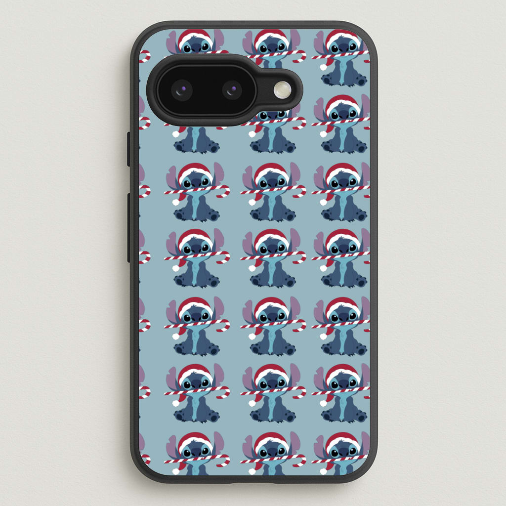 Christmas Blue Alien Pattern - Christmas Phone Case for Google Pixel 9a