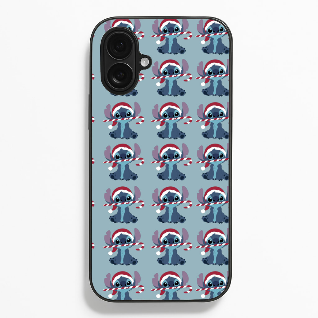 Christmas Blue Alien Pattern - Christmas Phone Case for iPhone 16 Plus
