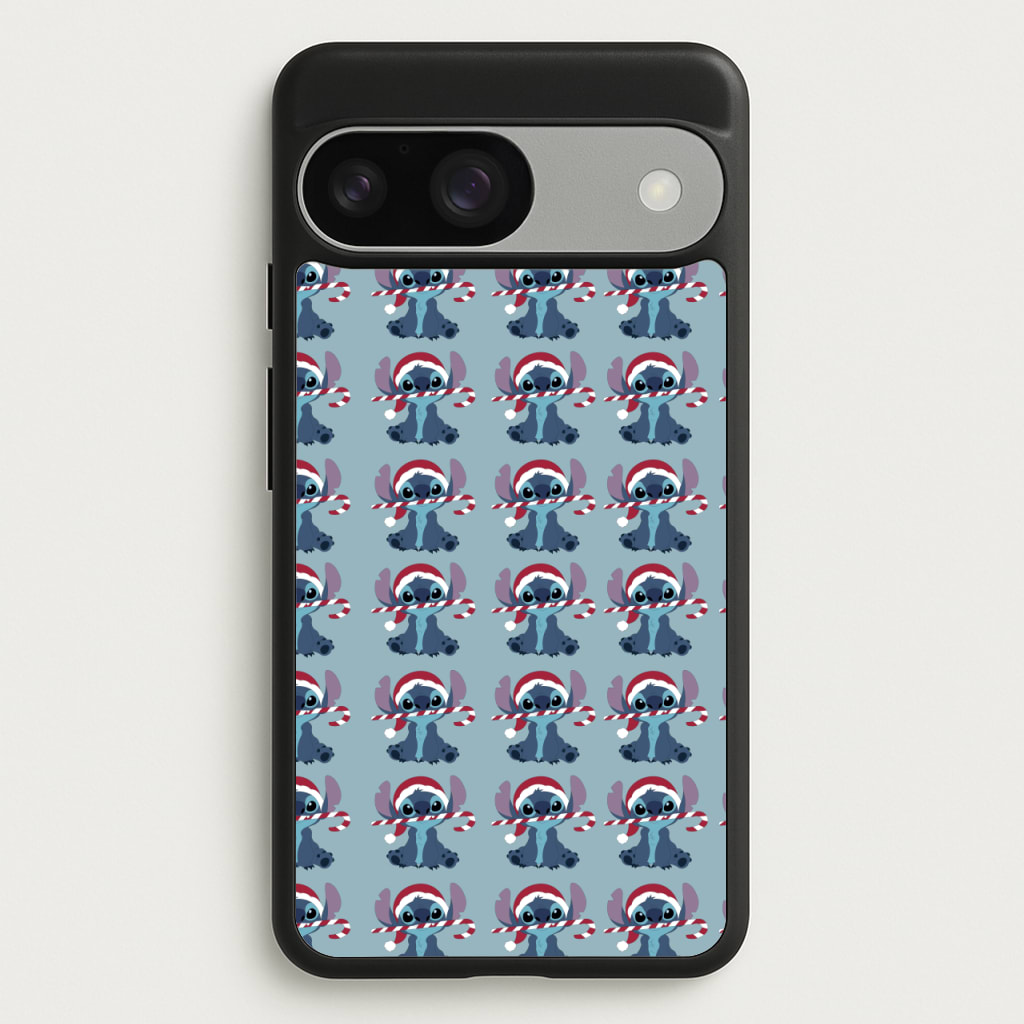 Christmas Blue Alien Pattern - Christmas Phone Case for Google Pixel 9 / 9 Pro