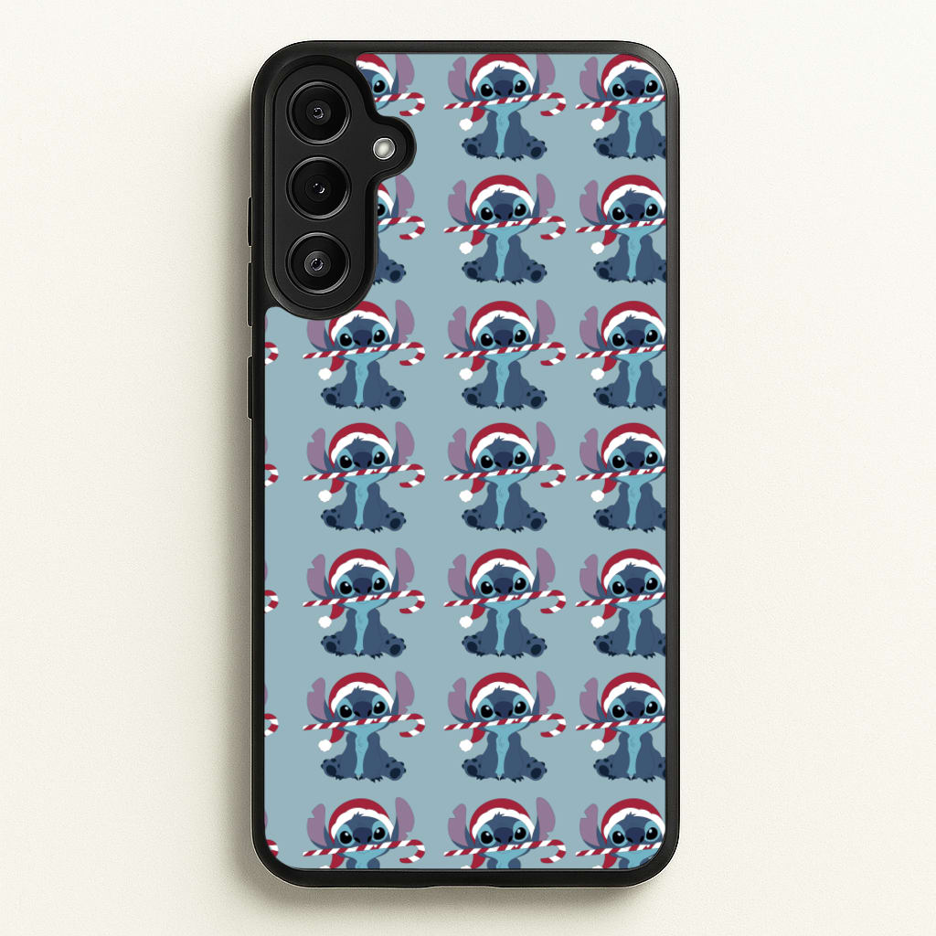 Christmas Blue Alien Pattern - Christmas Phone Case for Galaxy A34