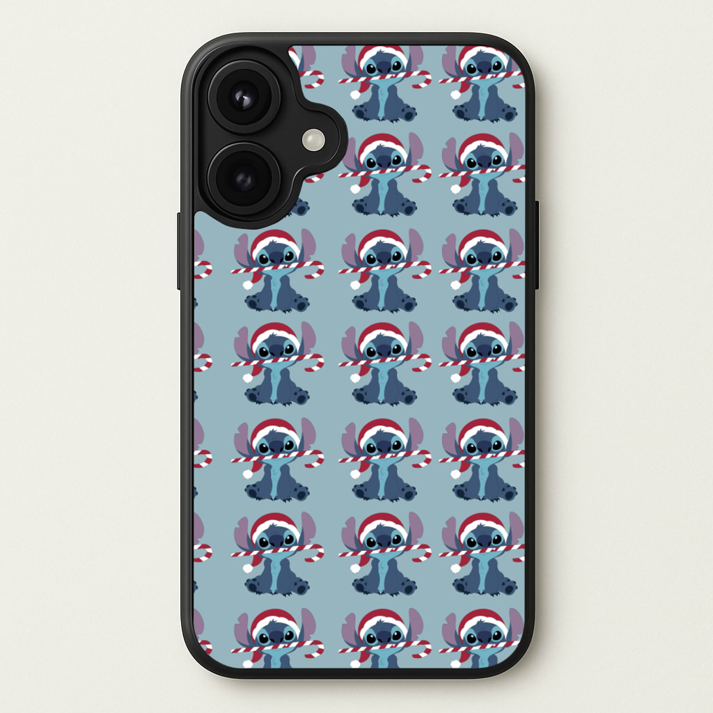 Christmas Blue Alien Pattern Phone Case for iPhone 17