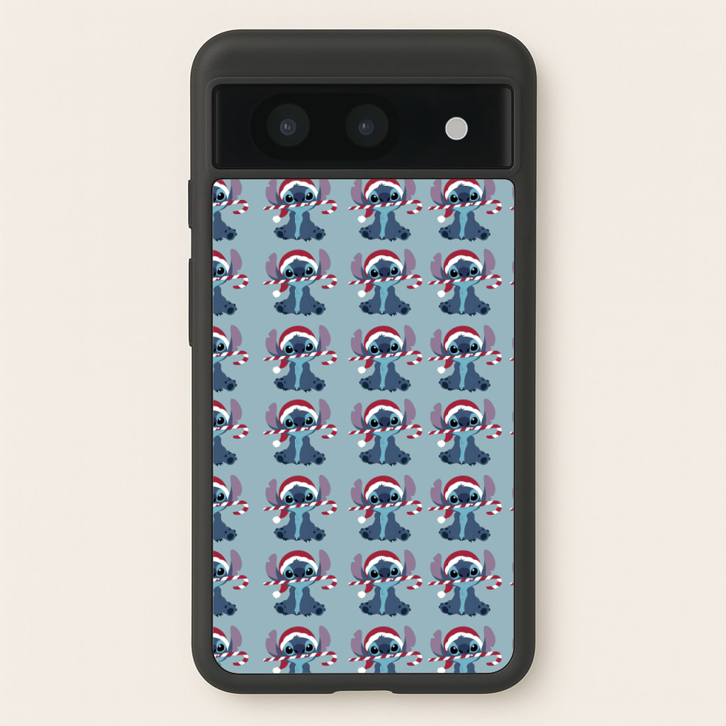 Christmas Blue Alien Pattern - Christmas Phone Case for Google Pixel 8a