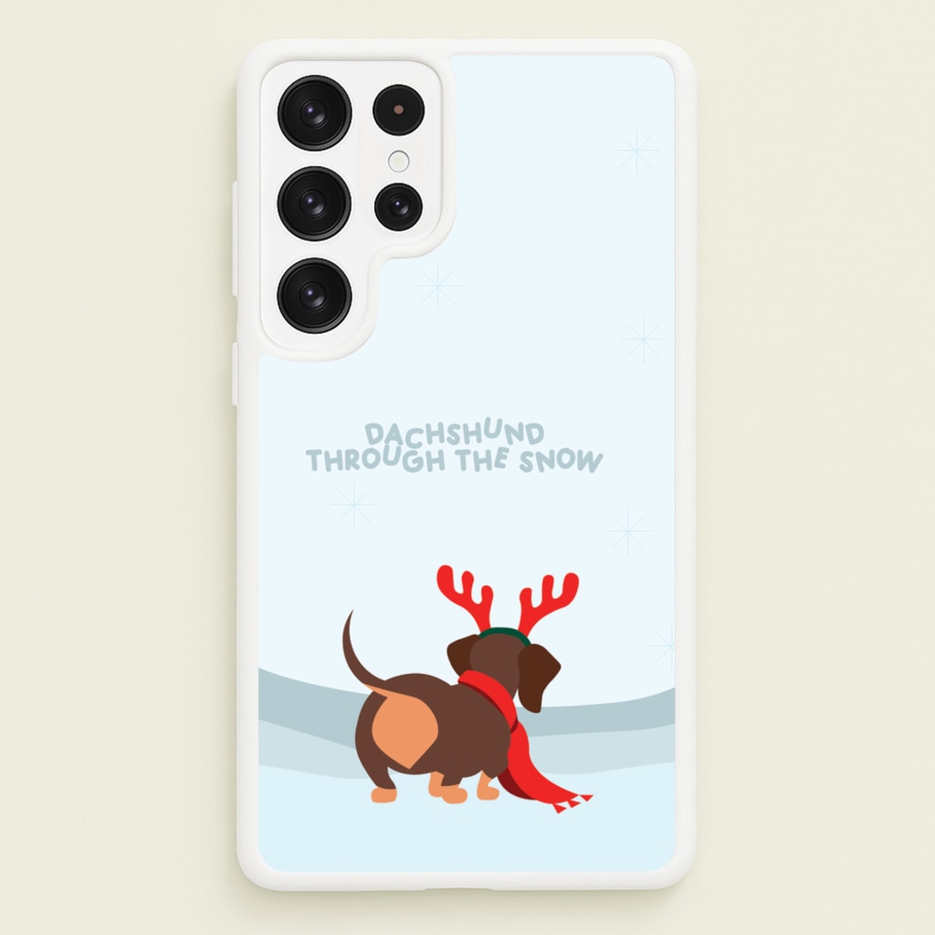 Dachshund Through The Snow - Christmas - Christmas Phone Case for Galaxy S22 Ultra