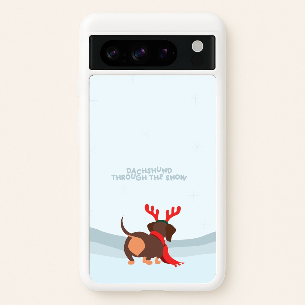 Dachshund Through The Snow - Christmas - Christmas Phone Case for Google Pixel 8 Pro