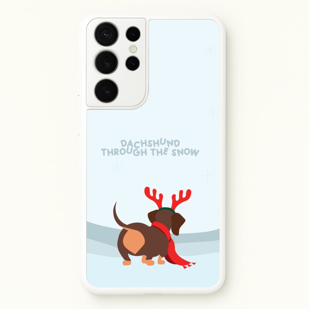 Dachshund Through The Snow - Christmas - Christmas Phone Case for Galaxy S21 Ultra