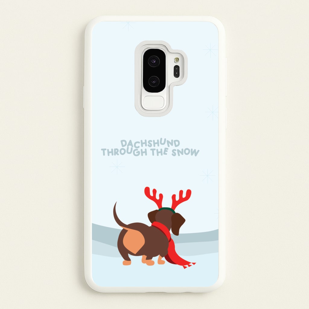 Dachshund Through The Snow - Christmas - Christmas Phone Case for Galaxy S9 Plus