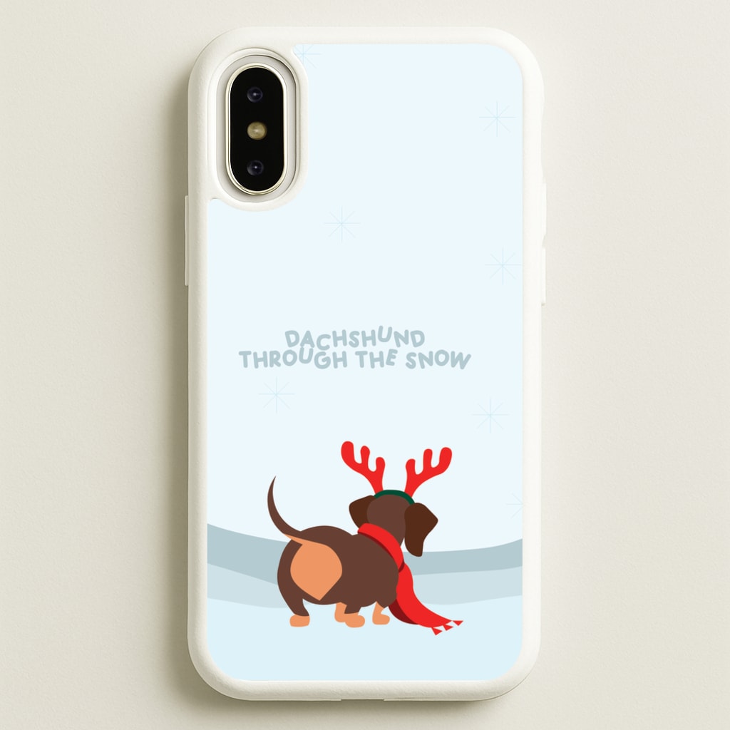 Dachshund Through The Snow - Christmas - Christmas Phone Case for iPhone X / XS