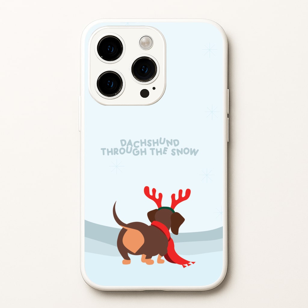 Dachshund Through The Snow - Christmas - Christmas Phone Case for iPhone 15 Pro