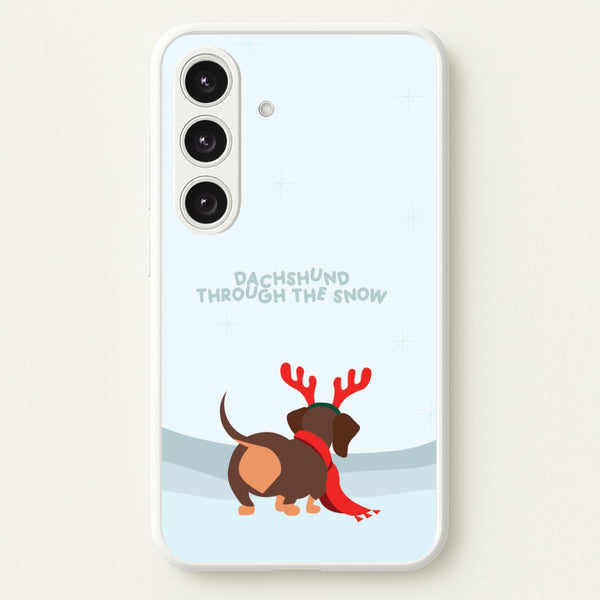 Dachshund Through The Snow - Christmas - Christmas Phone Case for Galaxy S25 Plus