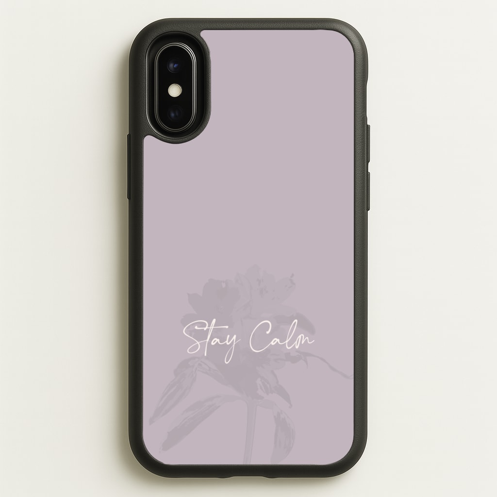 Mauve Stay Calm - Clean Girl Aesthetic Phone Case for iPhone X / XS