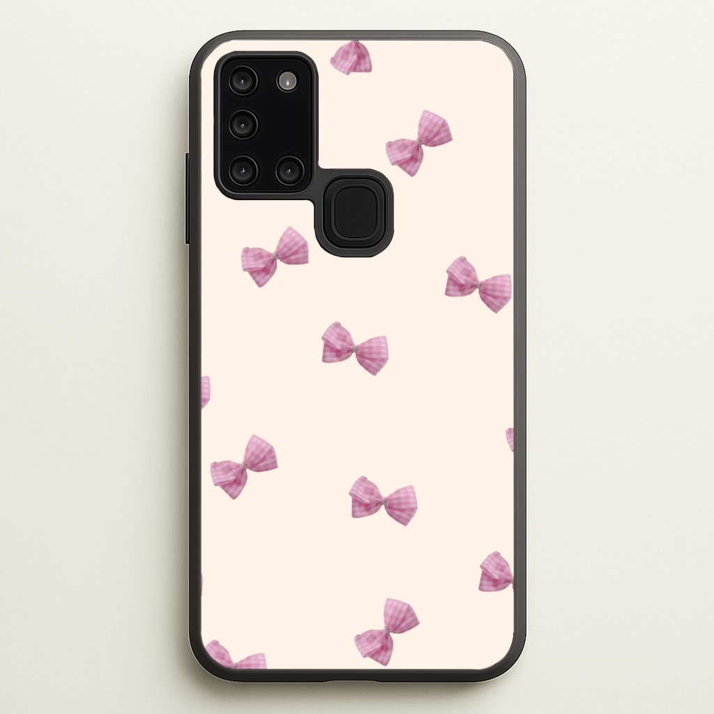 Pink Coquette Bows - Clean Girl Aesthetic Phone Case for Galaxy A21s