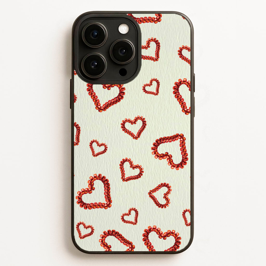 Elastic Hearts Pattern - Clean Girl Aesthetic Phone Case for iPhone 16 Pro Max