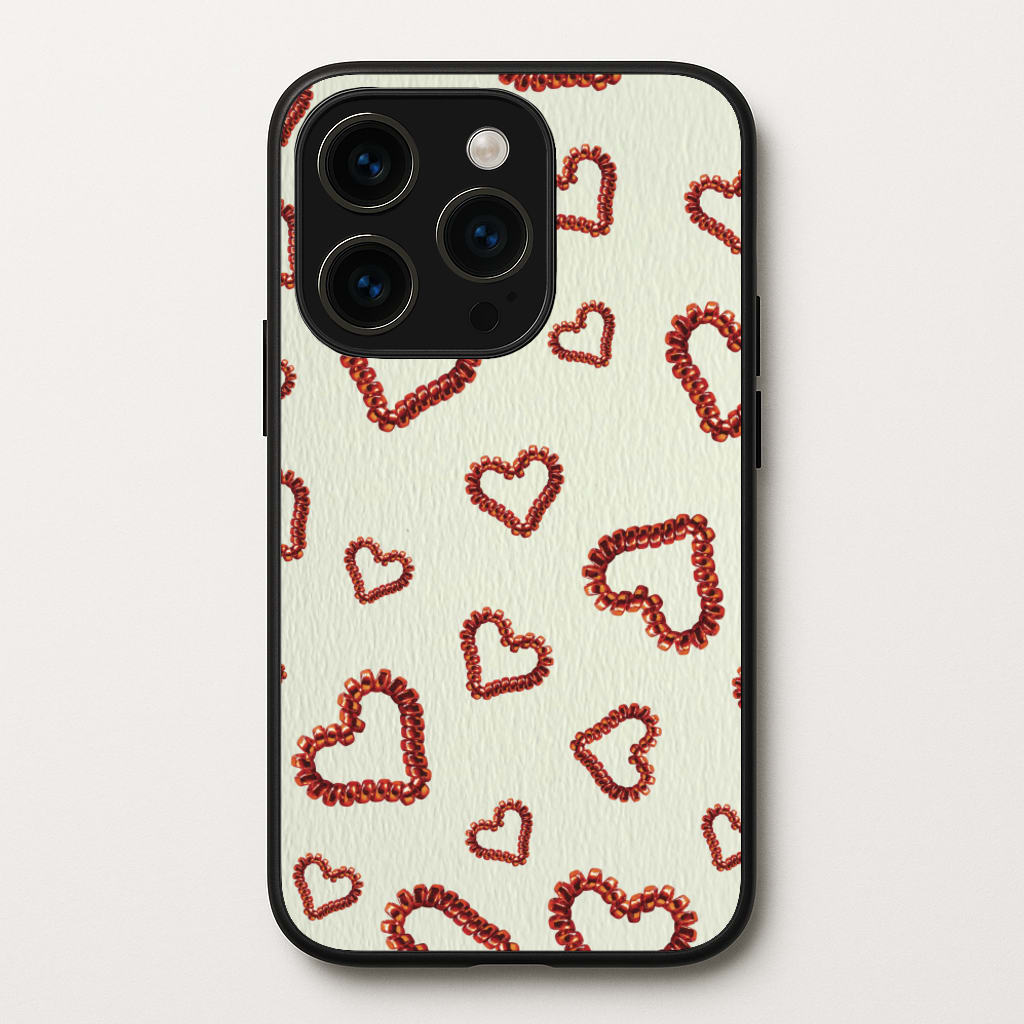 Elastic Hearts Pattern - Clean Girl Aesthetic Phone Case for iPhone 15 Pro