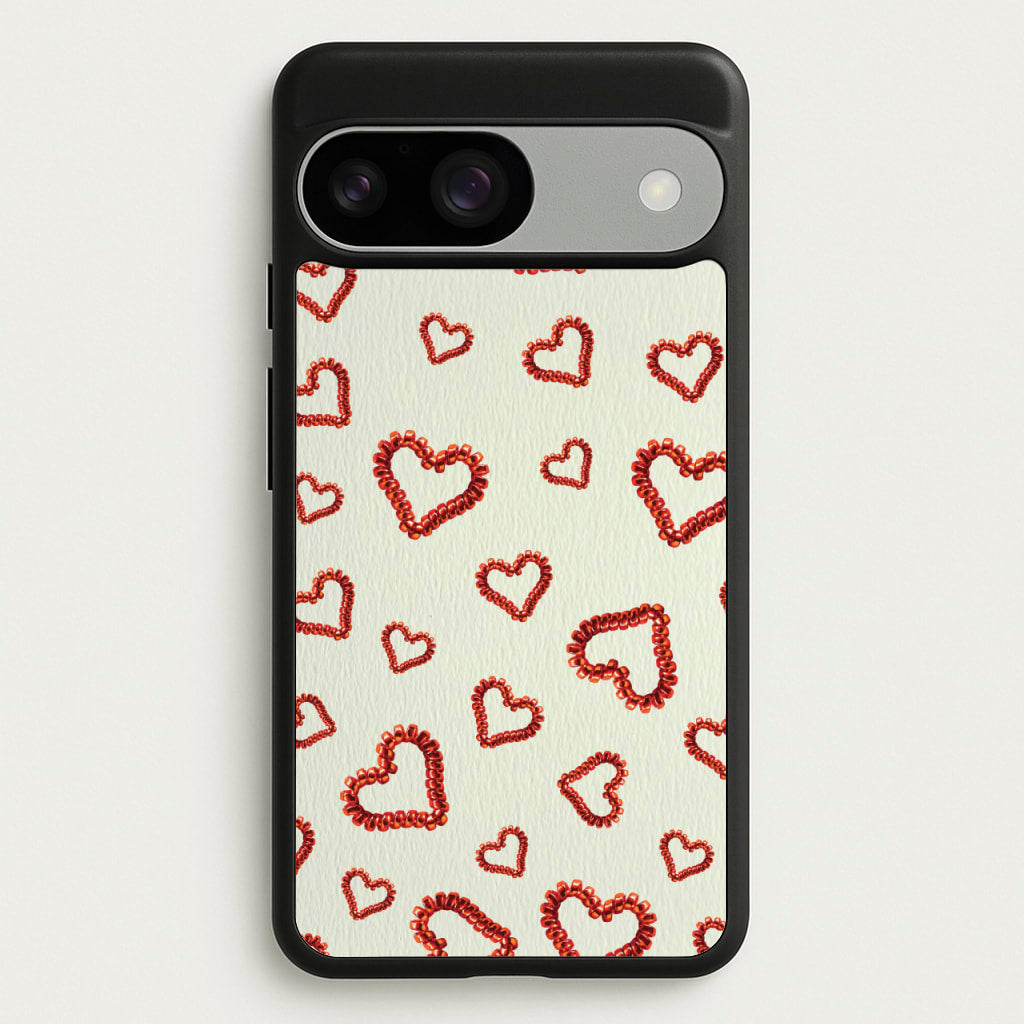 Elastic Hearts Pattern - Clean Girl Aesthetic Phone Case for Google Pixel 9 / 9 Pro