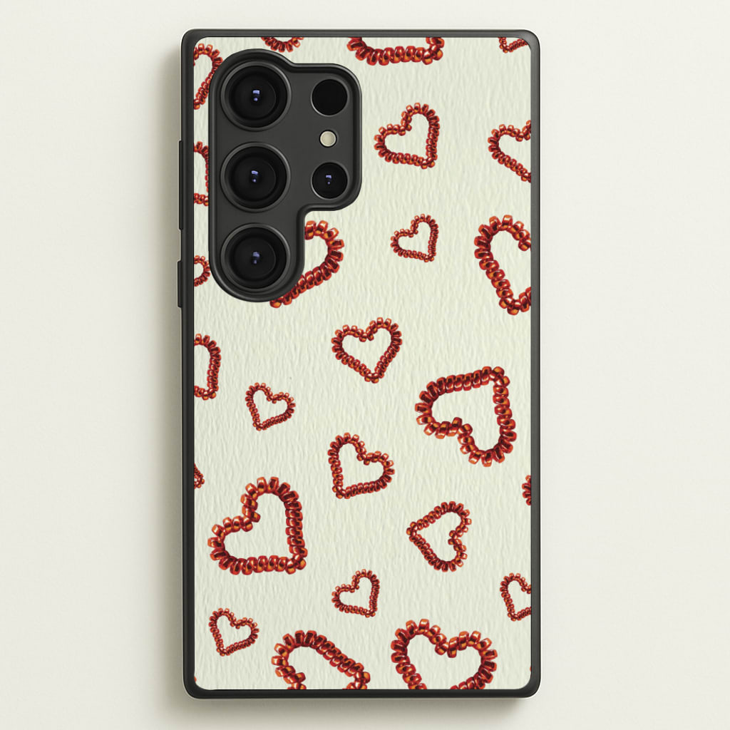 Elastic Hearts Pattern - Clean Girl Aesthetic Phone Case for Galaxy S25 Ultra