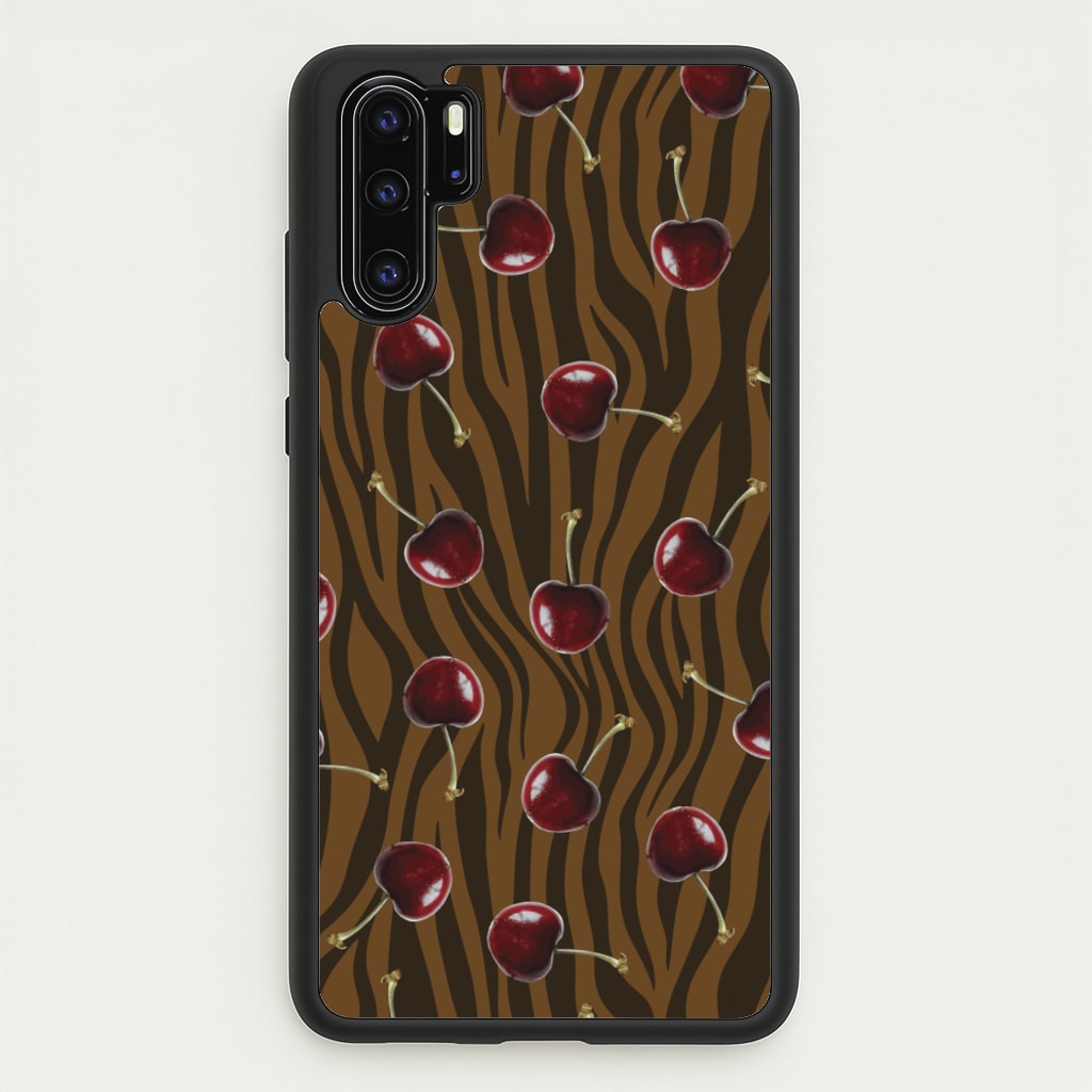 Animal Print With Cherries Pattern - Clean Girl Aesthetic Phone Case for Huawei P30 Pro