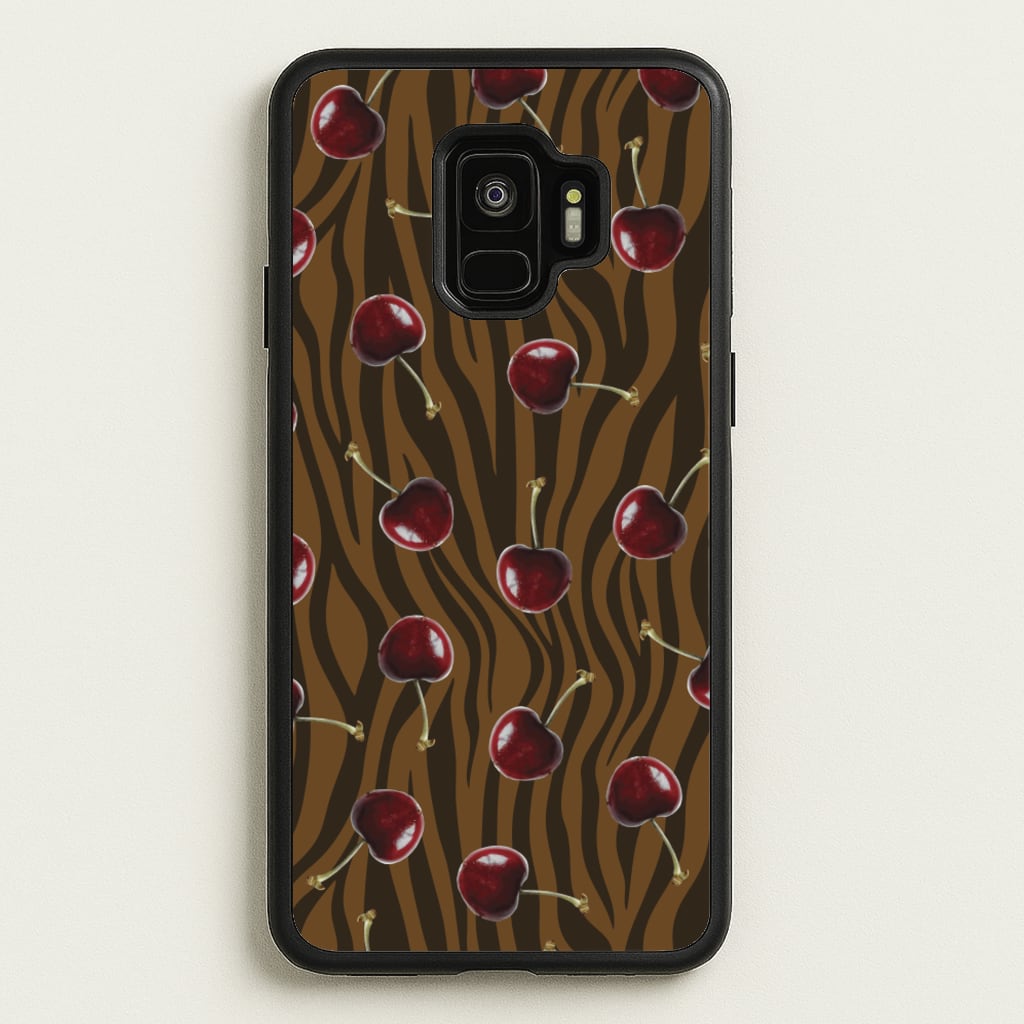 Animal Print With Cherries Pattern - Clean Girl Aesthetic Phone Case for Galaxy S9