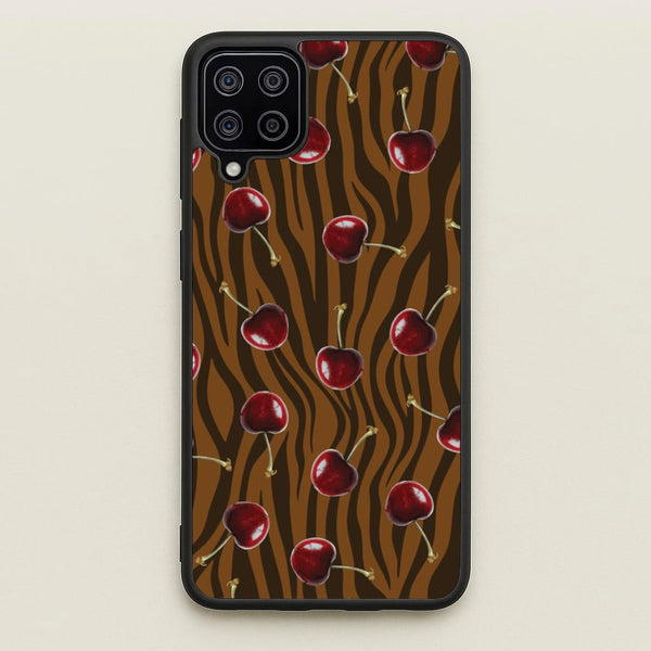 Animal Print With Cherries Pattern - Clean Girl Aesthetic Phone Case for Galaxy A12