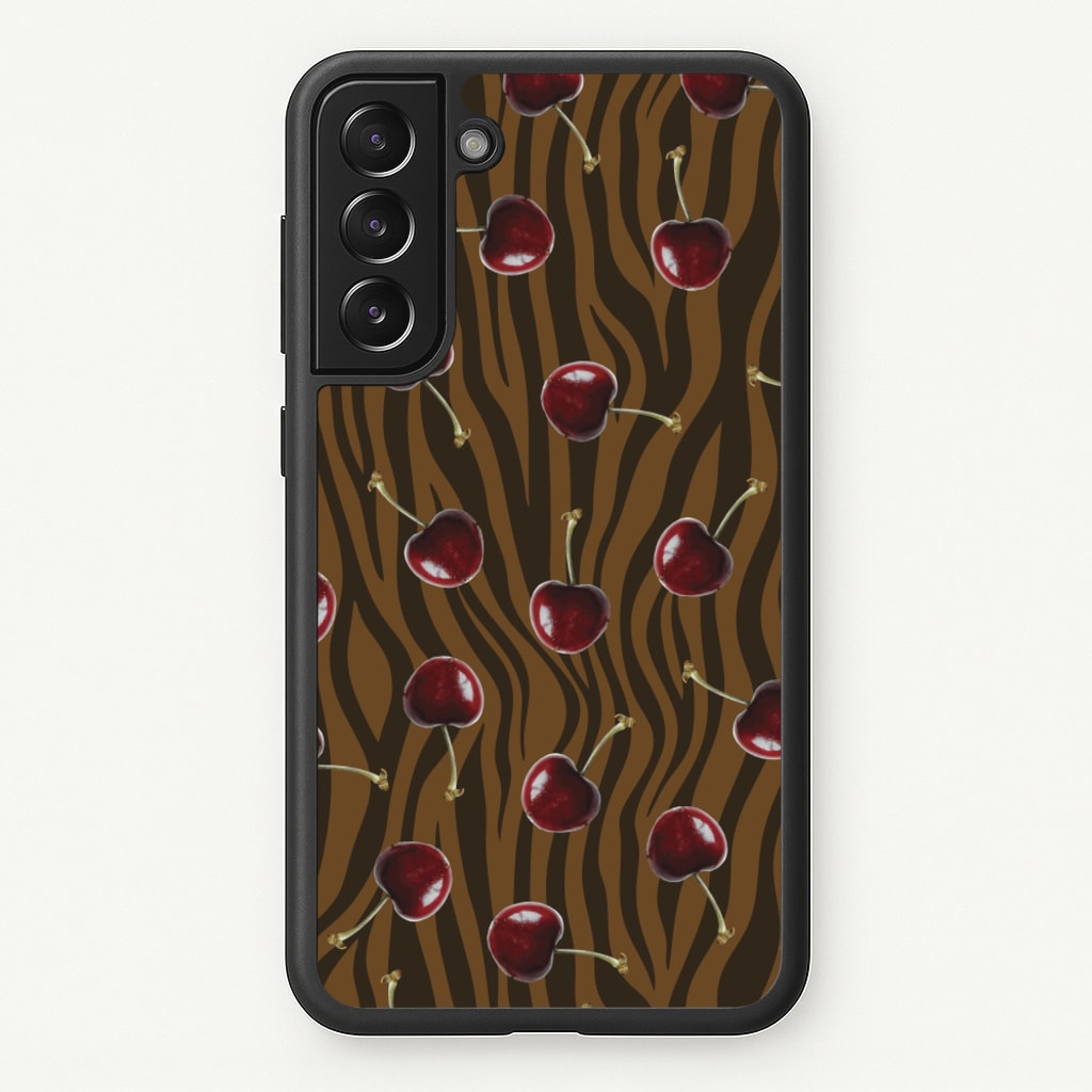 Animal Print With Cherries Pattern - Clean Girl Aesthetic Phone Case for Galaxy S21 Plus