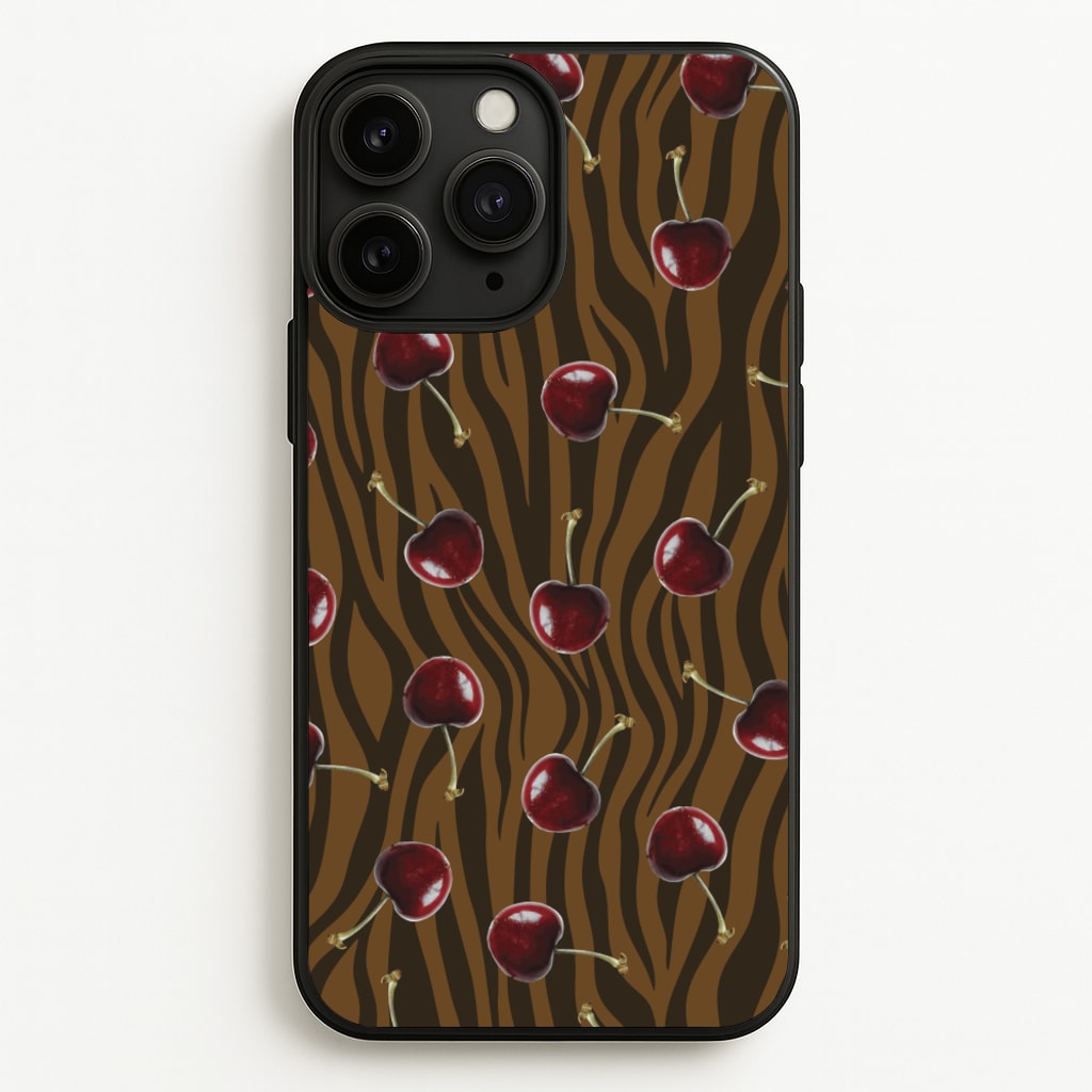 Animal Print With Cherries Pattern - Clean Girl Aesthetic Phone Case for iPhone 11 Pro Max