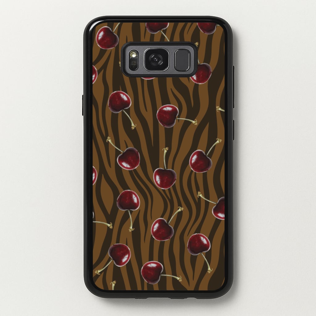 Animal Print With Cherries Pattern - Clean Girl Aesthetic Phone Case for Galaxy S8