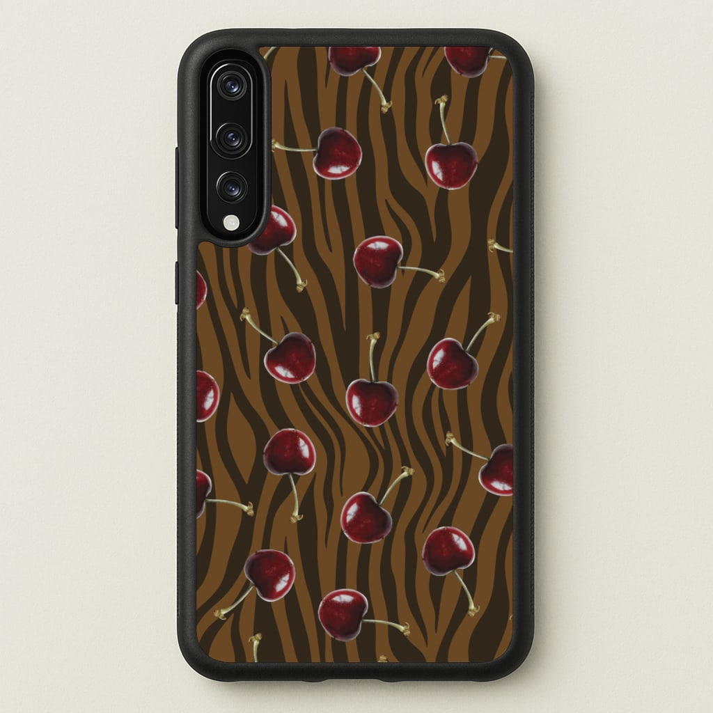 Animal Print With Cherries Pattern - Clean Girl Aesthetic Phone Case for Huawei P20 Pro
