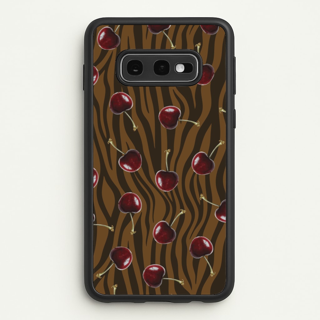 Animal Print With Cherries Pattern - Clean Girl Aesthetic Phone Case for Galaxy S10e