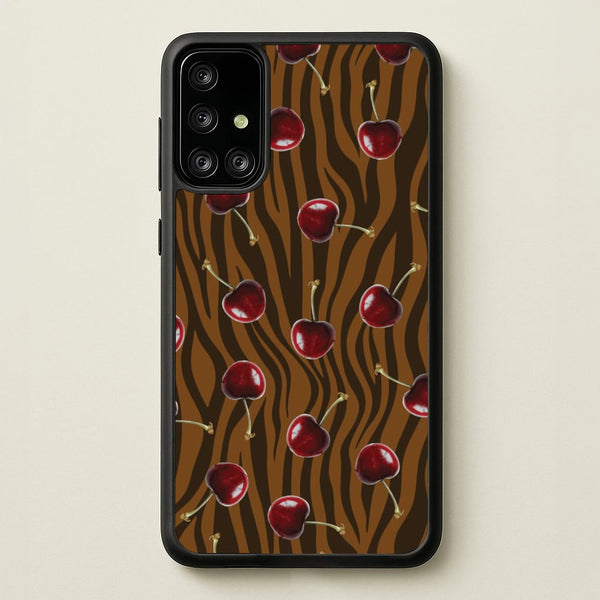 Animal Print With Cherries Pattern - Clean Girl Aesthetic Phone Case for Galaxy A71