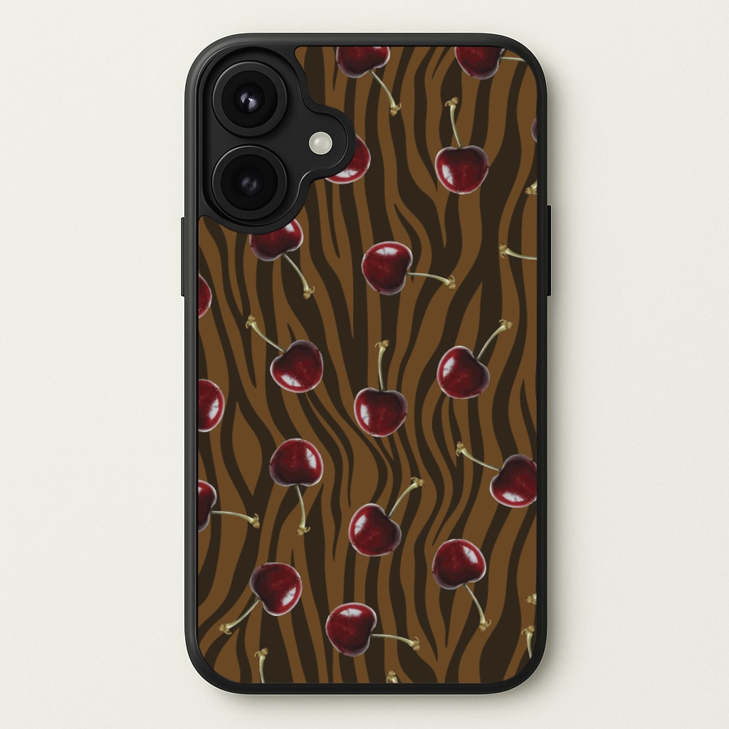 Animal Print With Cherries Pattern Phone Case for iPhone 17