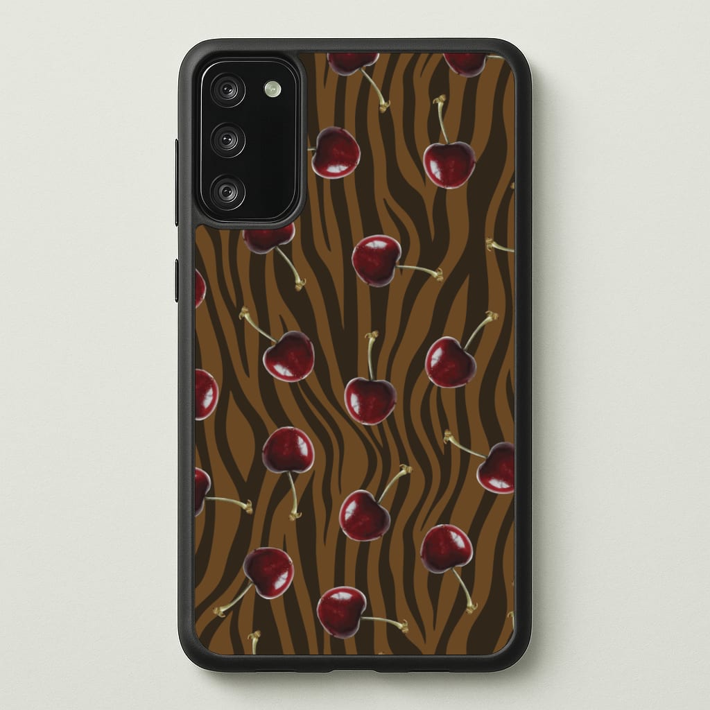 Animal Print With Cherries Pattern - Clean Girl Aesthetic Phone Case for Galaxy S20