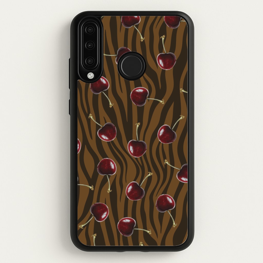 Animal Print With Cherries Pattern - Clean Girl Aesthetic Phone Case for Huawei P30 Lite