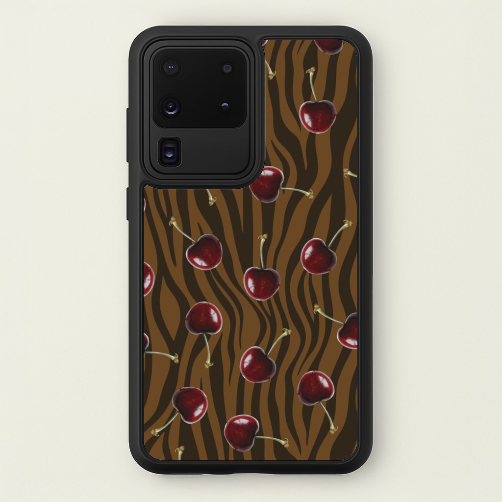 Animal Print With Cherries Pattern - Clean Girl Aesthetic Phone Case for Galaxy S20 Ultra