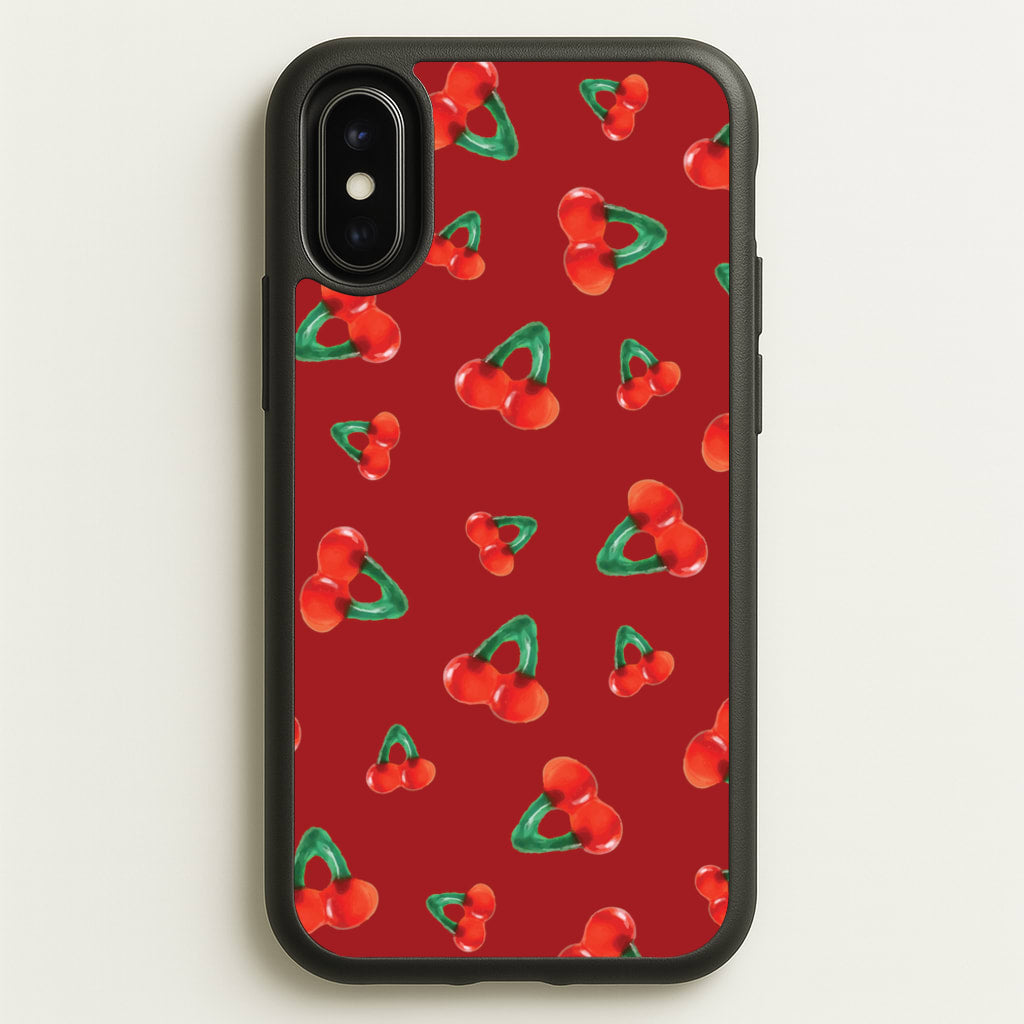 Gummy Cherries Pattern - Clean Girl Aesthetic Phone Case for iPhone X / XS