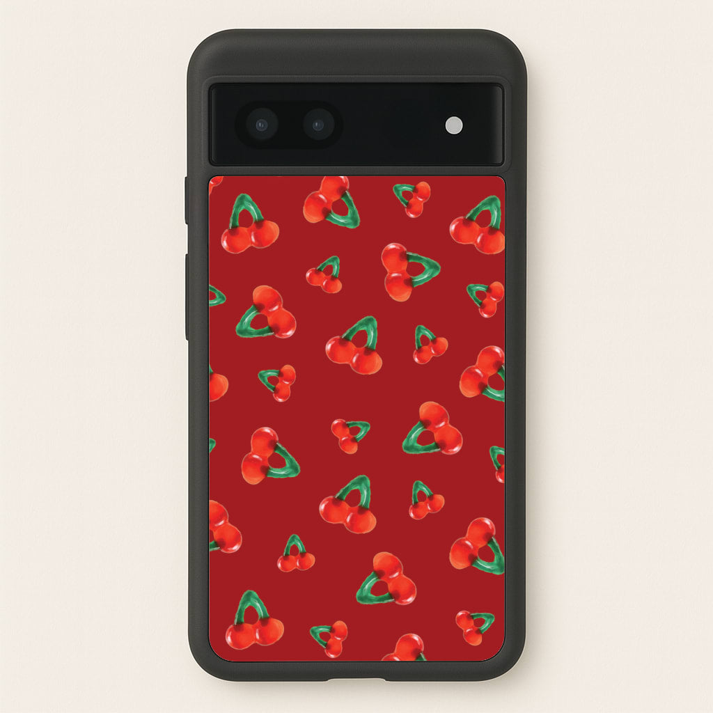 Gummy Cherries Pattern - Clean Girl Aesthetic Phone Case for Google Pixel 7a