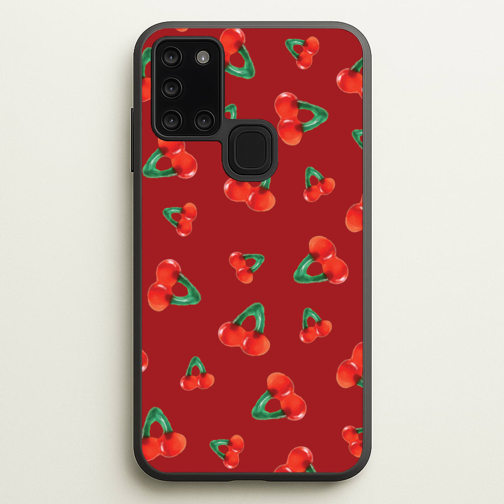 Gummy Cherries Pattern - Clean Girl Aesthetic Phone Case for Galaxy A21s