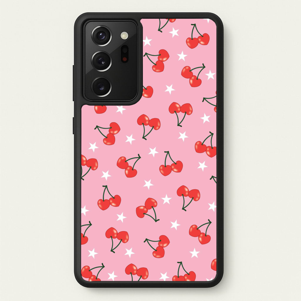Heart Cherries And Stars Pattern - Clean Girl Aesthetic Phone Case for Galaxy Note 20 Ultra