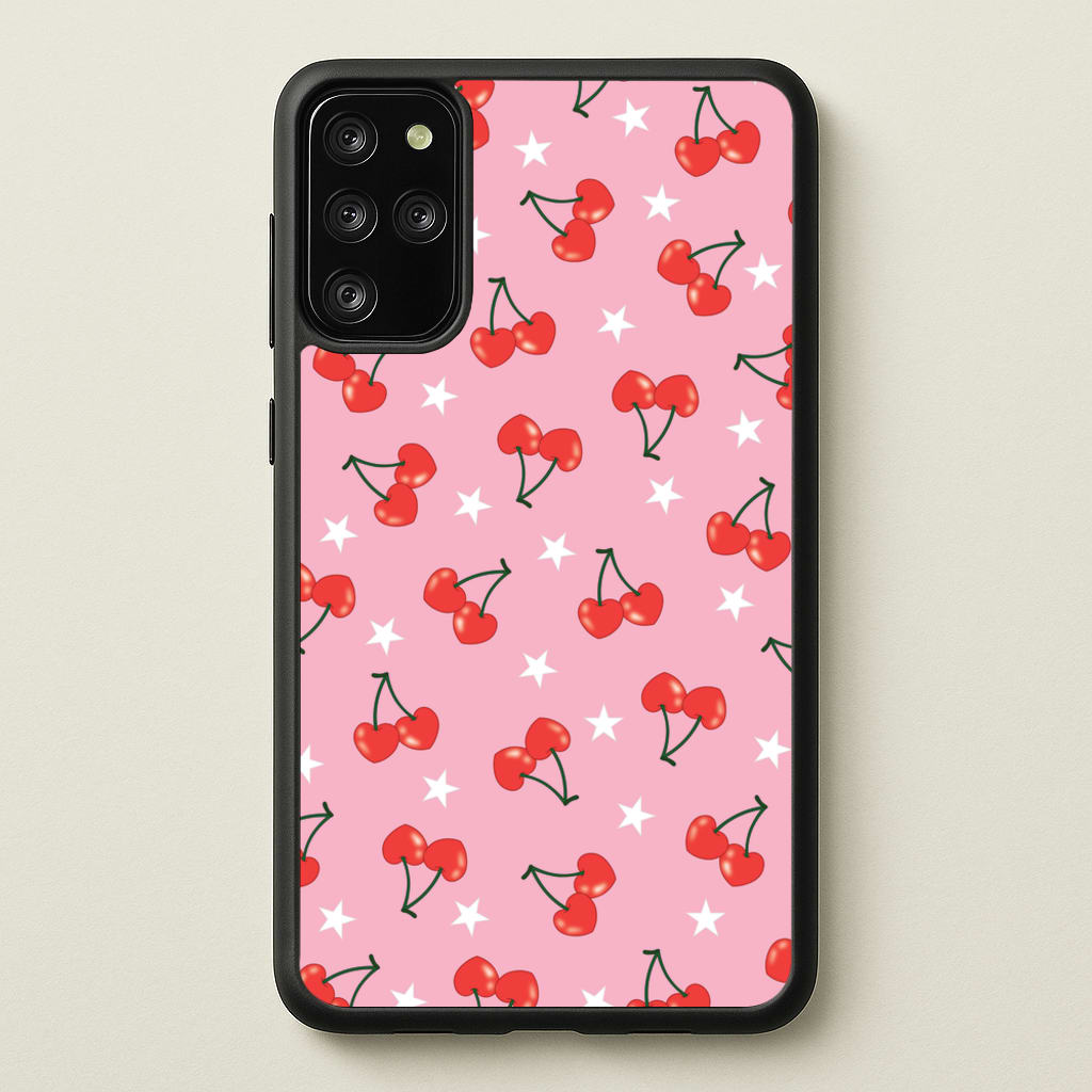 Heart Cherries And Stars Pattern - Clean Girl Aesthetic Phone Case for Galaxy S20 Plus