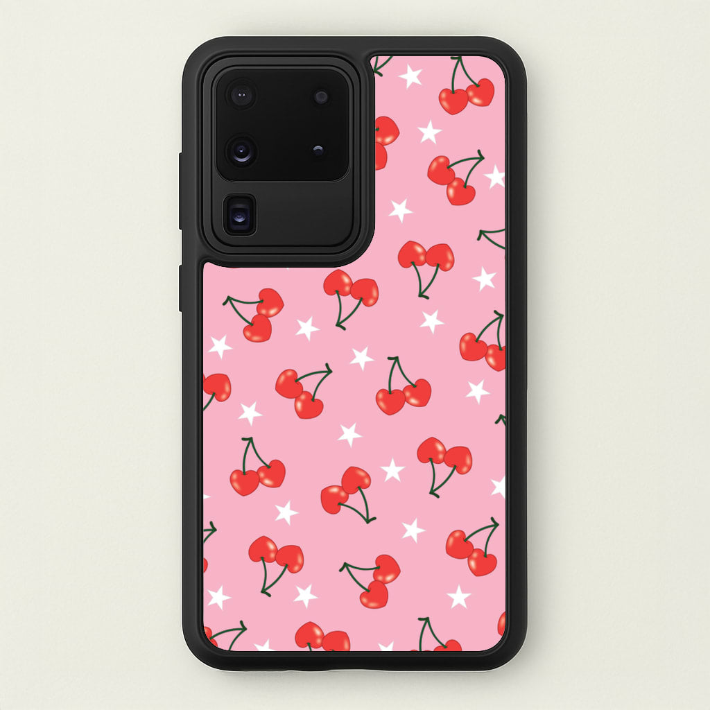 Heart Cherries And Stars Pattern - Clean Girl Aesthetic Phone Case for Galaxy S20 Ultra