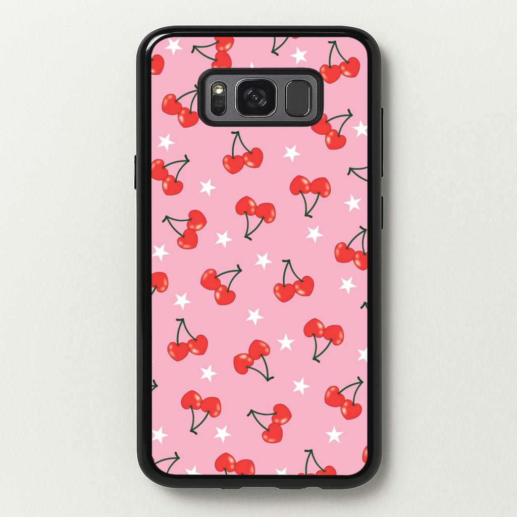 Heart Cherries And Stars Pattern - Clean Girl Aesthetic Phone Case for Galaxy S8 Plus